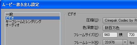 ビデオ設定の選択