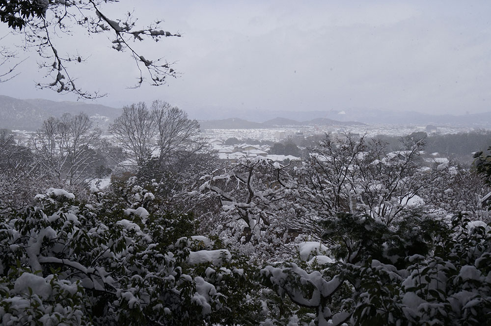 常寂光寺よりみる雪景色